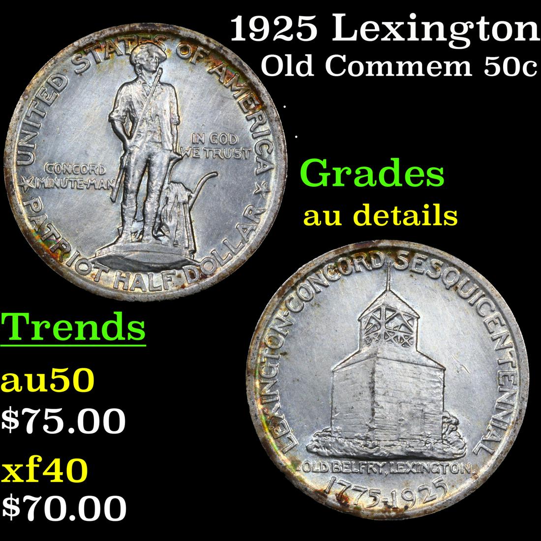 1925 Lexington Old Commem Half Dollar 50c Grades AU Details (1 of 3)