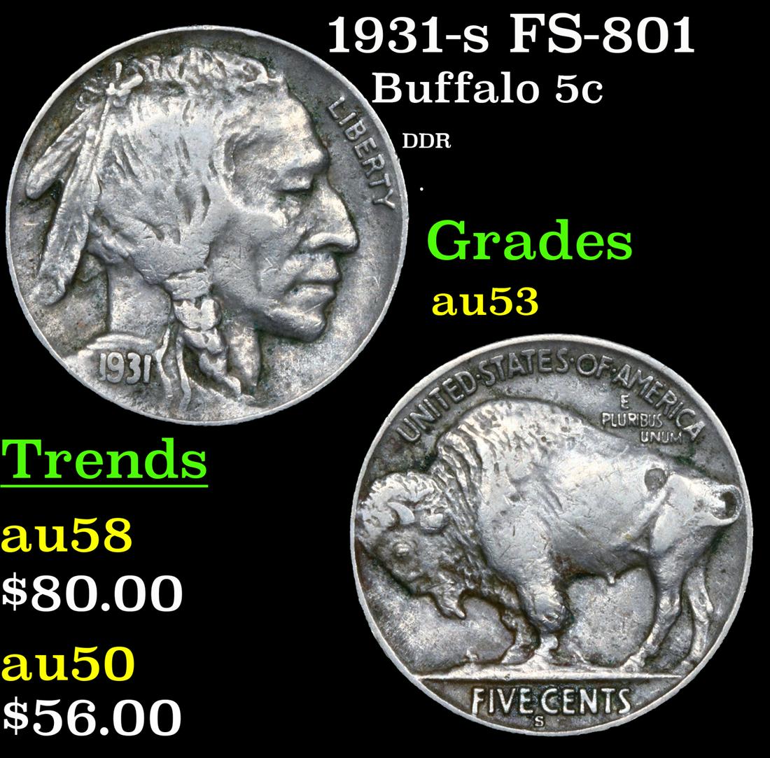 1931-s Buffalo Nickel FS-801 5c Grades Select AU (1 of 3)