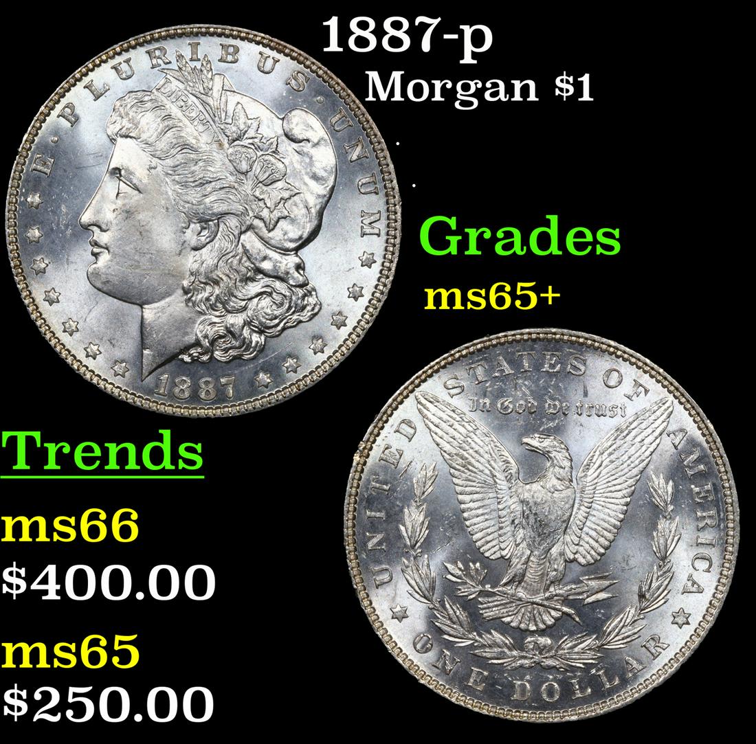 1887-p Morgan Dollar $1 Grades GEM+ Unc (1 of 3)