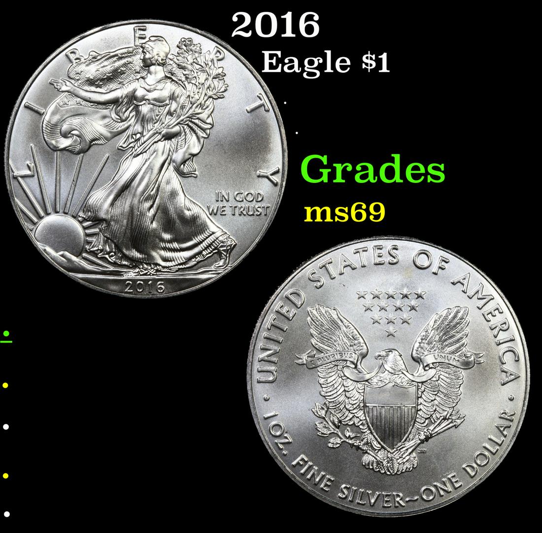 2016 Silver Eagle Dollar $1 Grades ms69 (1 of 3)