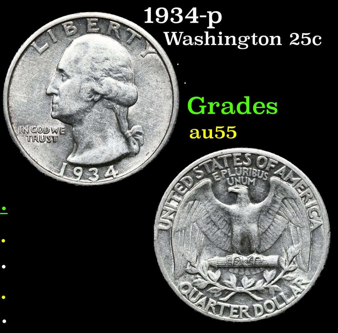 1934-p Washington Quarter 25c Grades Choice AU (1 of 3)