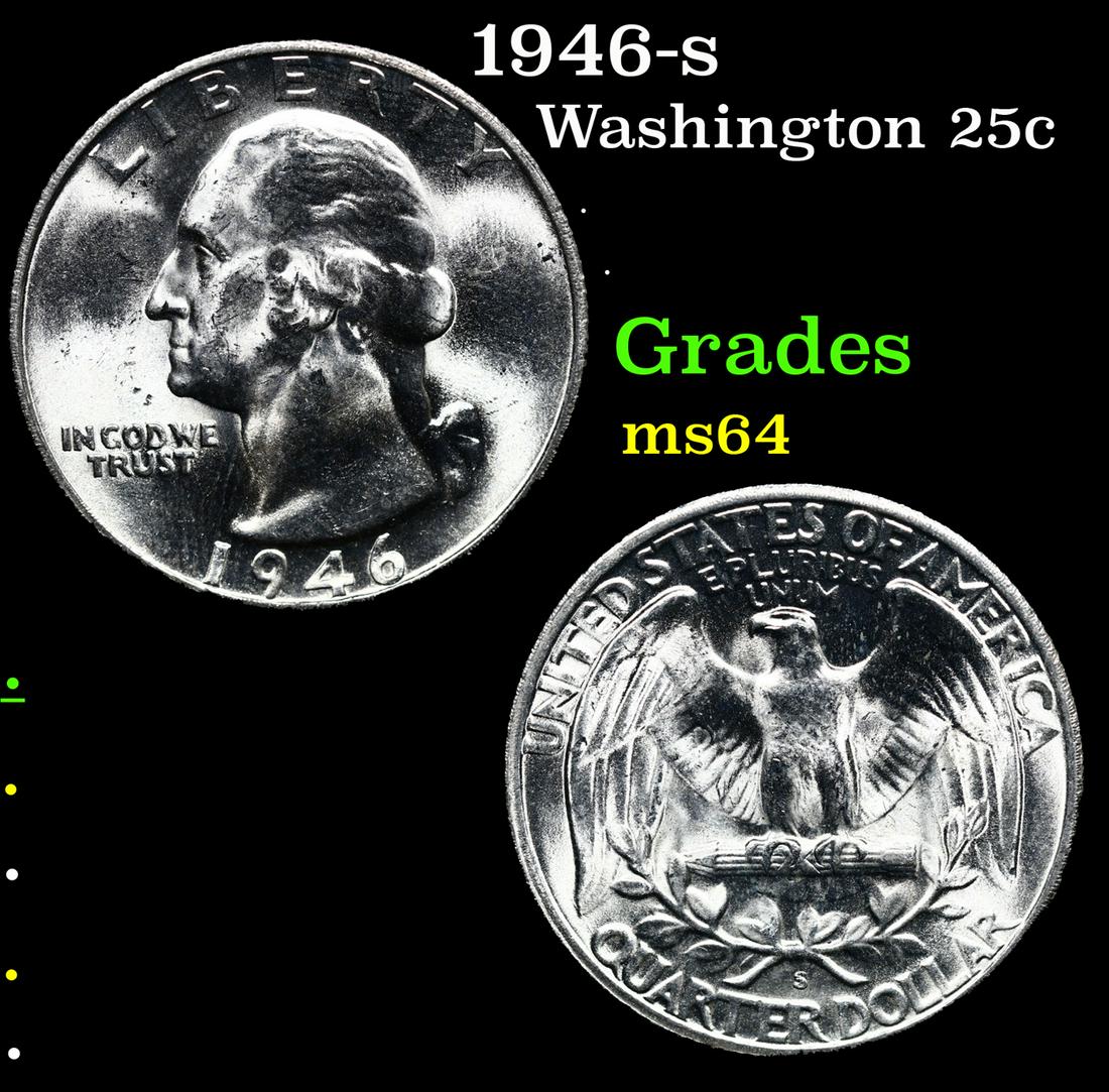 1946-s Washington Quarter 25c Grades Choice Unc (1 of 3)