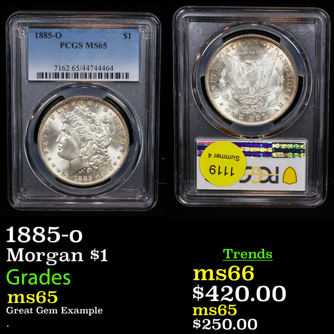 PCGS 1885-o Morgan Dollar $1 Graded ms65 By PCGS (1 of 3)