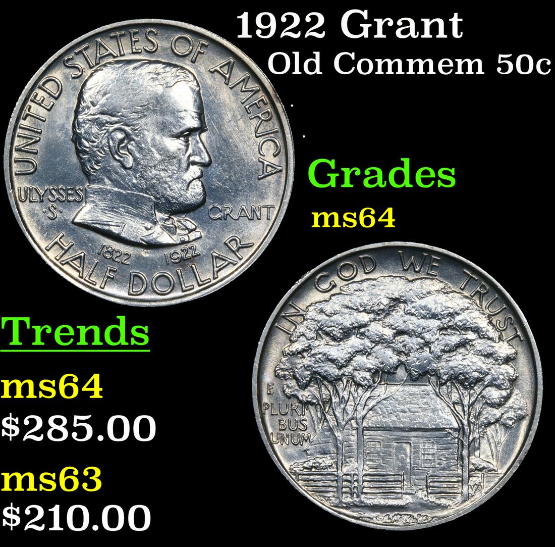 1922 Grant Old Commem Half Dollar 50c Grades Choice Unc (1 of 3)
