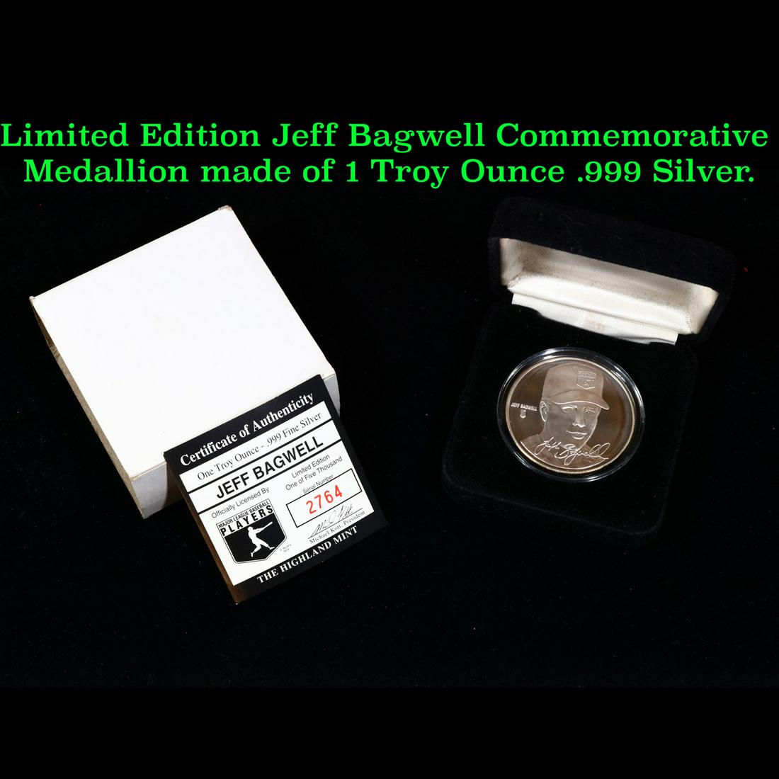 Limited Edition Jeff Bagwell Commemorative Medallion made of 1 Troy Ounce .999 Silver. (1 of 2)