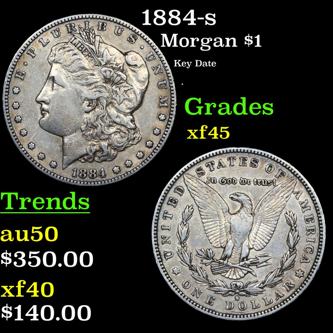 1884-s Morgan Dollar $1 Grades xf+ (1 of 3)
