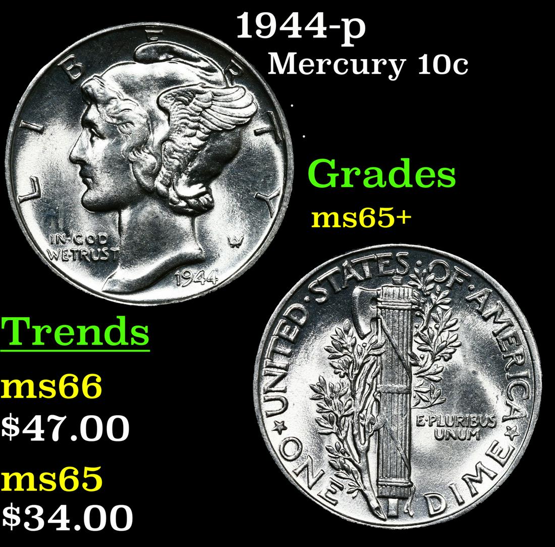 1944-p Mercury Dime 10c Grades GEM+ Unc (1 of 3)
