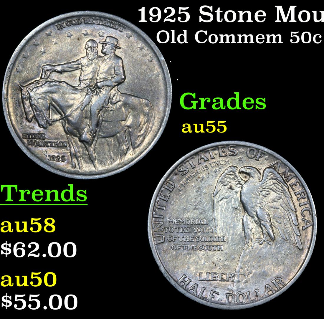 1925 Stone Mountain Old Commem Half Dollar 50c Grades Choice AU (1 of 3)