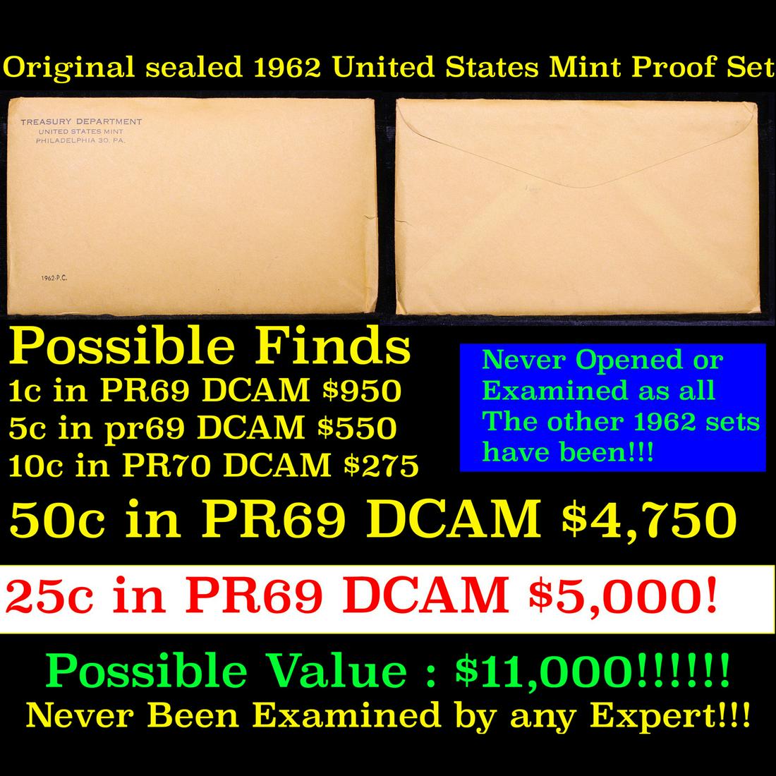Original sealed 1962 United States Mint Proof Set (1 of 3)