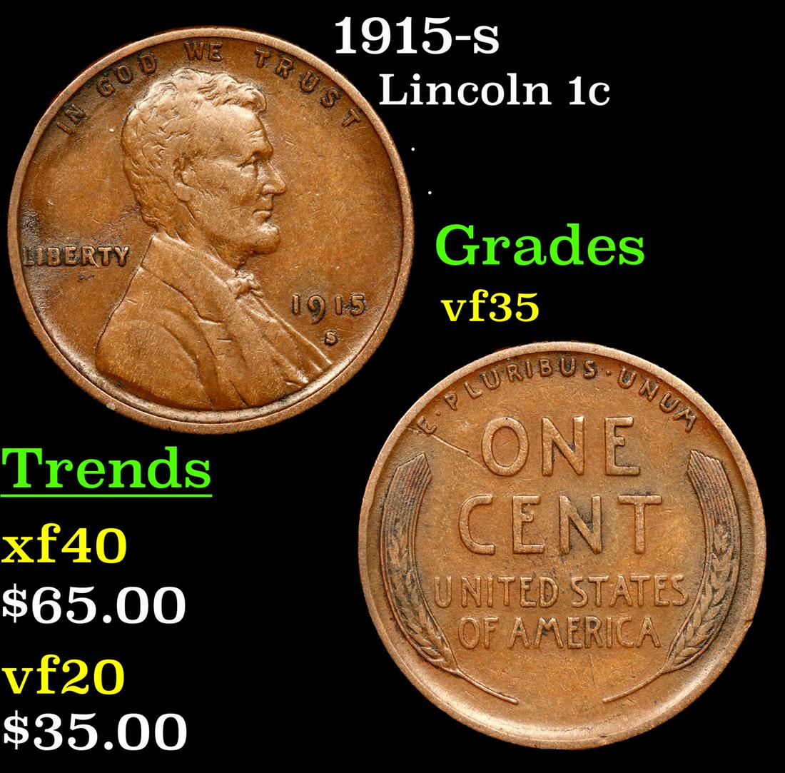 1915-s Lincoln Cent 1c Grades vf++ (1 of 3)