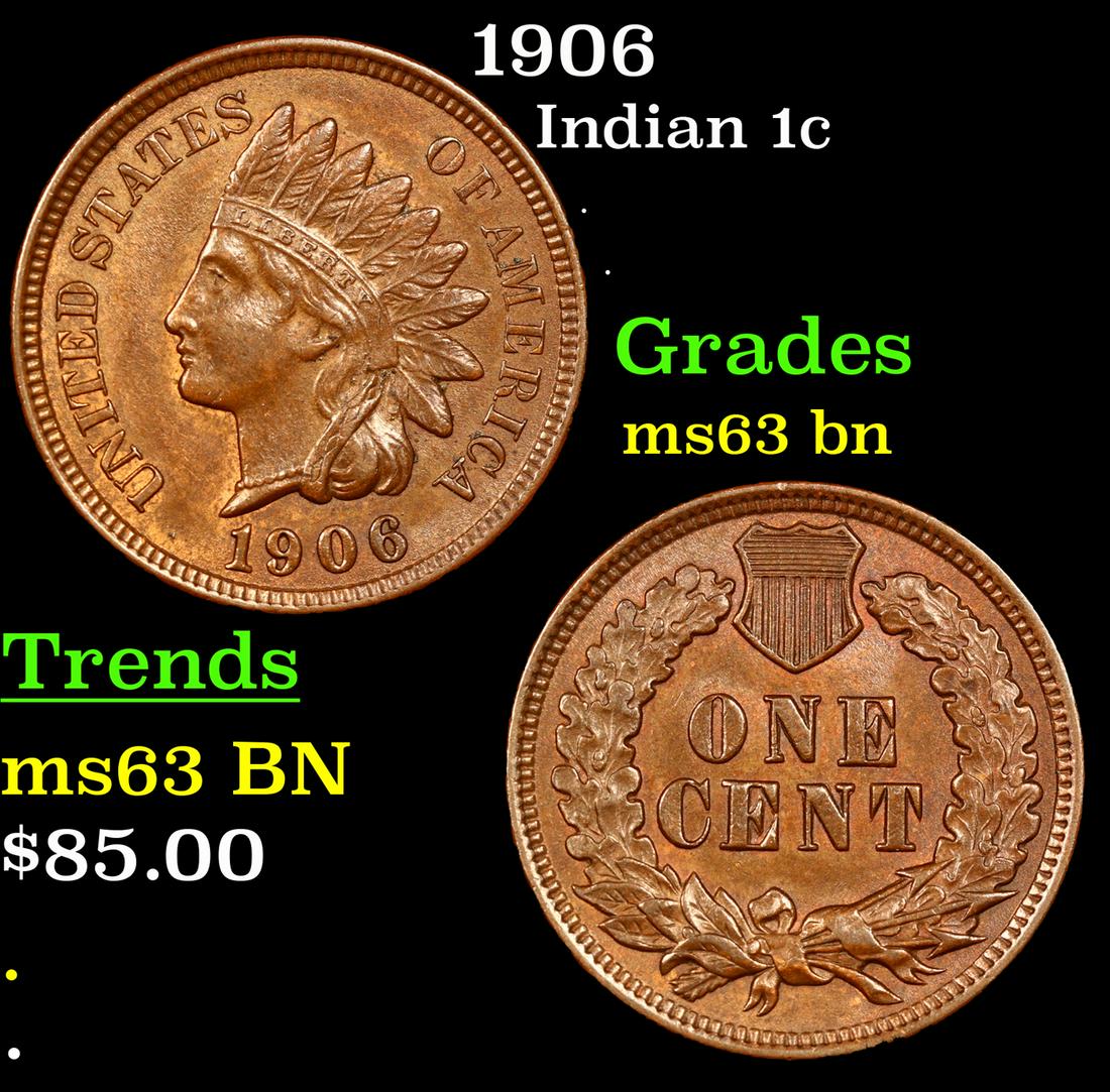 1906 Indian Cent 1c Grades Select Unc BN (1 of 3)