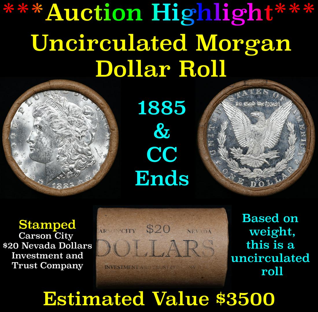 ***Auction Highlight*** 1885 & CC Uncirculated Morgan Dollar Shotgun Roll (fc) (1 of 4)