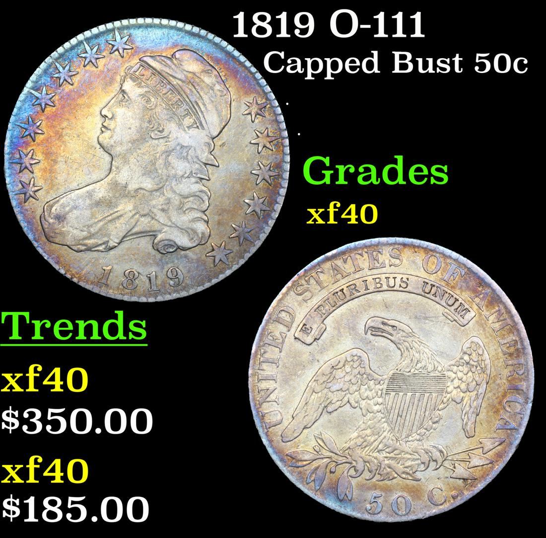 1819 Capped Bust Half Dollar O-111 50c Grades xf (1 of 3)