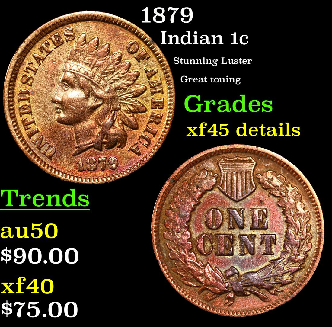 1879 Indian Cent 1c Grades xf details (1 of 3)
