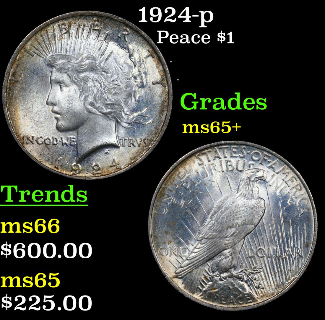 1924-p Peace Dollar $1 Grades GEM+ Unc (1 of 3)