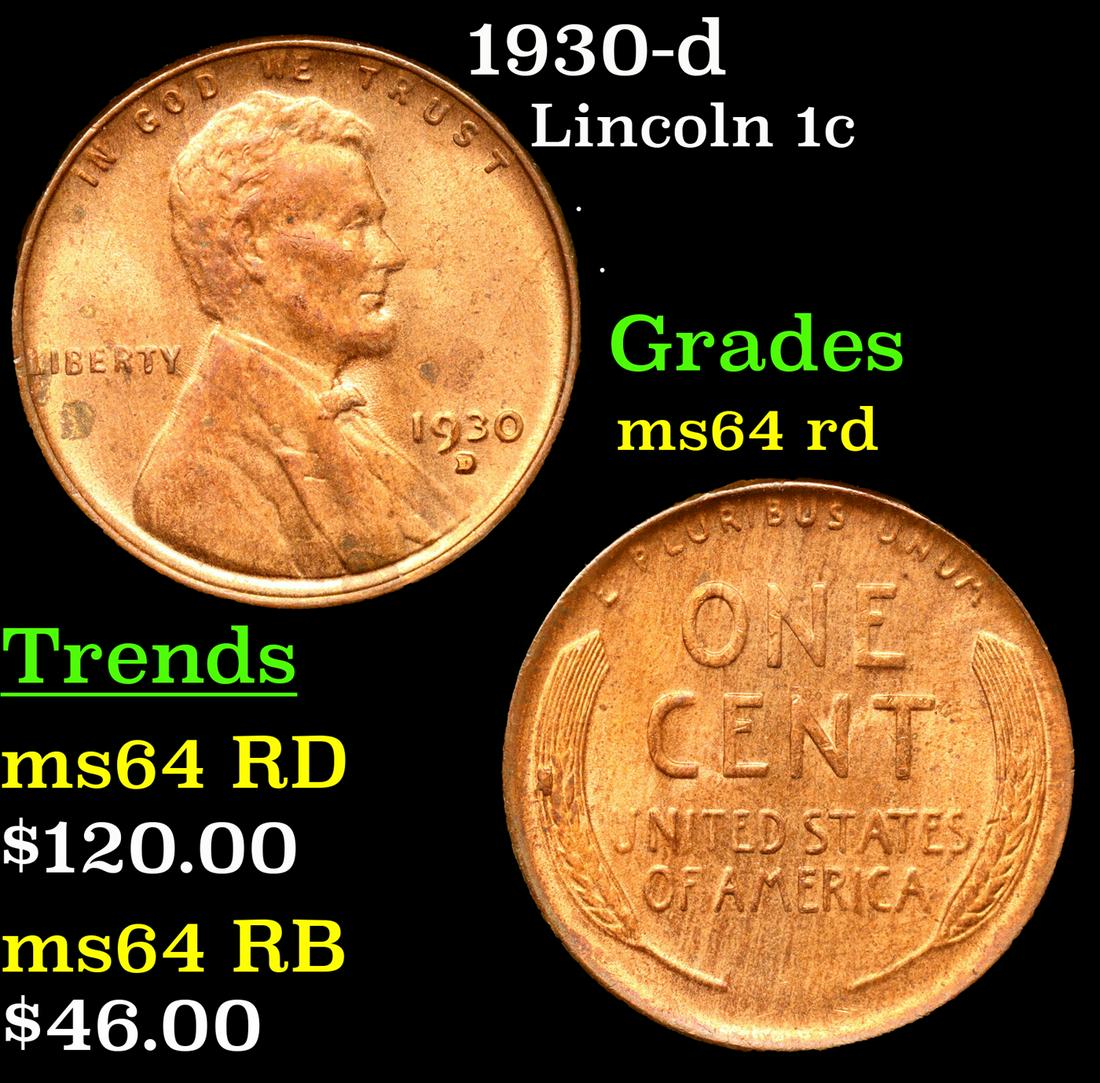 1930-d Lincoln Cent 1c Grades Choice Unc RD (1 of 3)