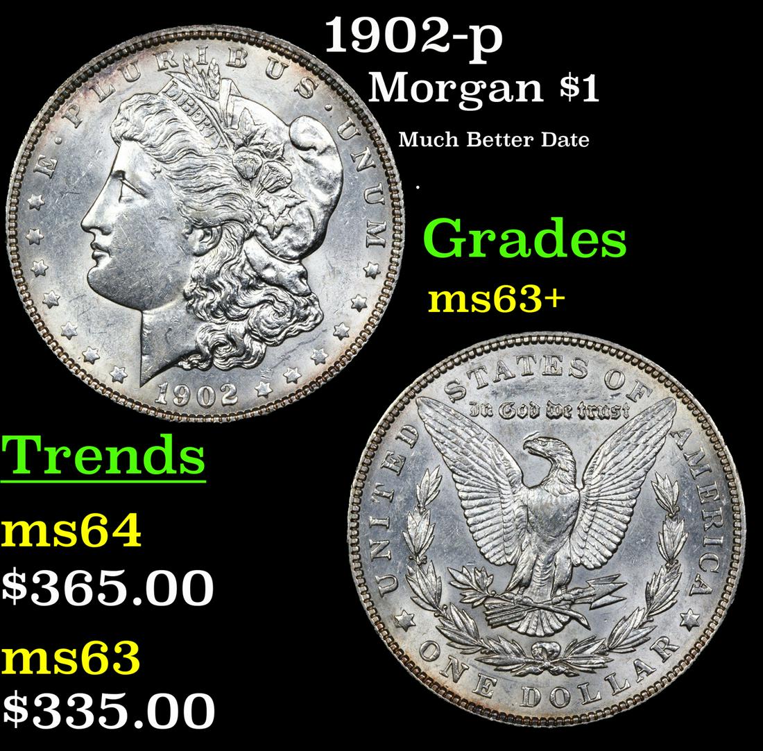 1902-p Morgan Dollar $1 Grades Select+ Unc (1 of 3)