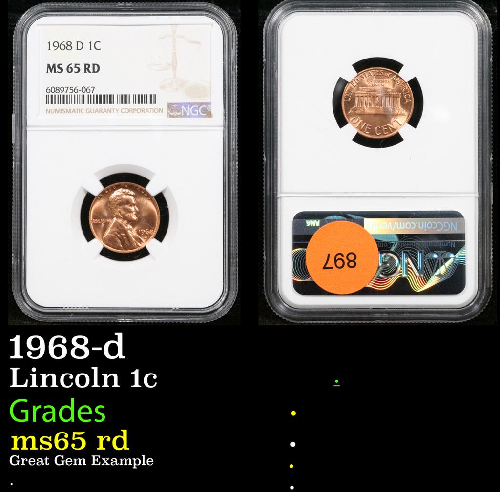 NGC 1968-d Lincoln Cent 1c Graded ms65 rd By NGC (1 of 3)