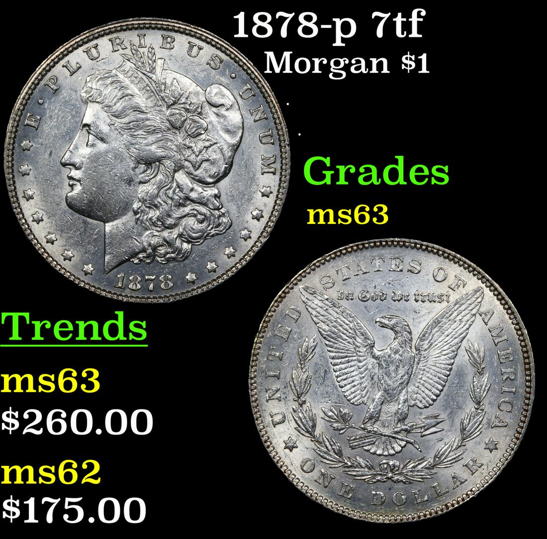 1878-p 7tf Morgan Dollar $1 Grades Select Unc (1 of 3)