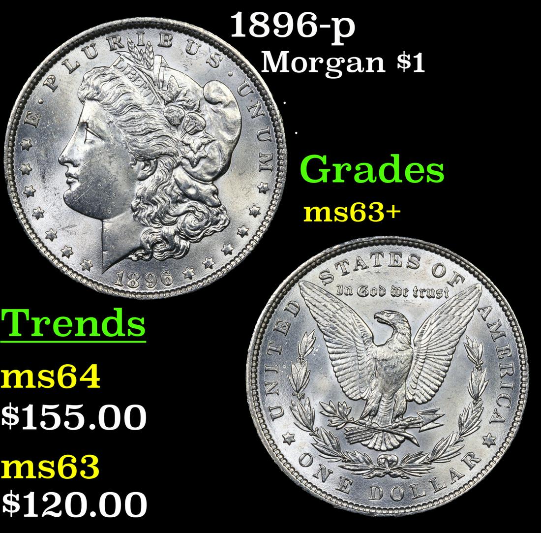 1896-p Morgan Dollar $1 Grades Select+ Unc (1 of 3)