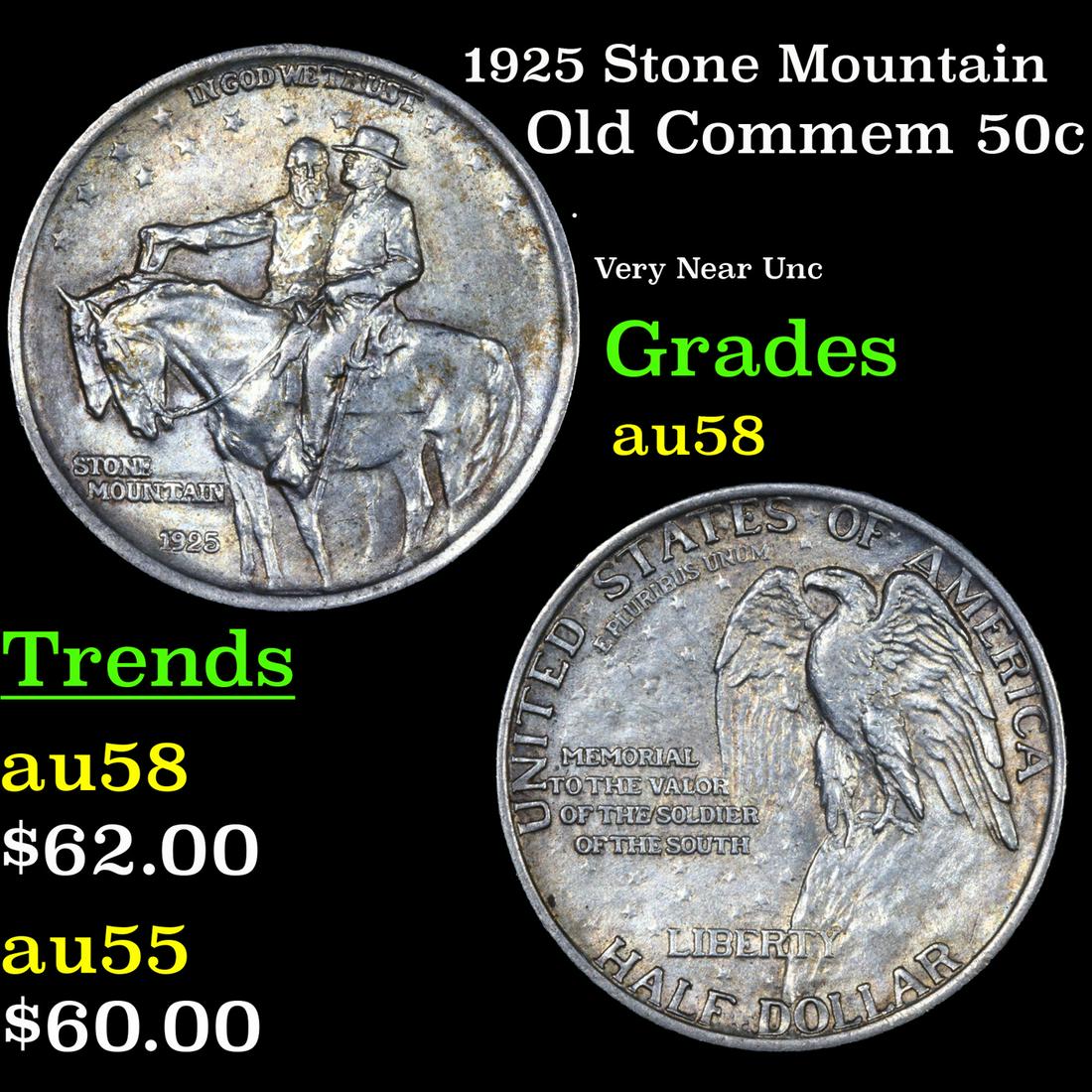 1925 Stone Mountain Old Commem Half Dollar 50c Grades Choice AU/BU Slider (1 of 3)