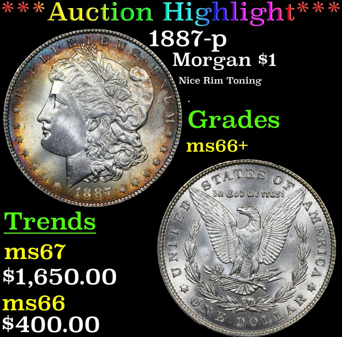 ***Auction Highlight*** 1887-p Morgan Dollar $1 Graded ms66+ By SEGS (fc) (1 of 5)