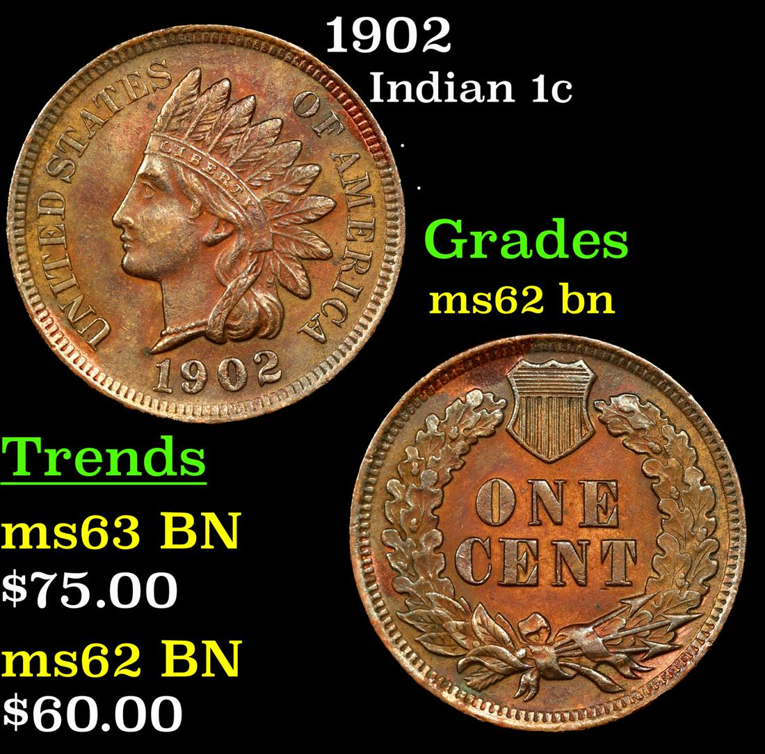 1902 Indian Cent 1c Grades Select Unc BN (1 of 3)