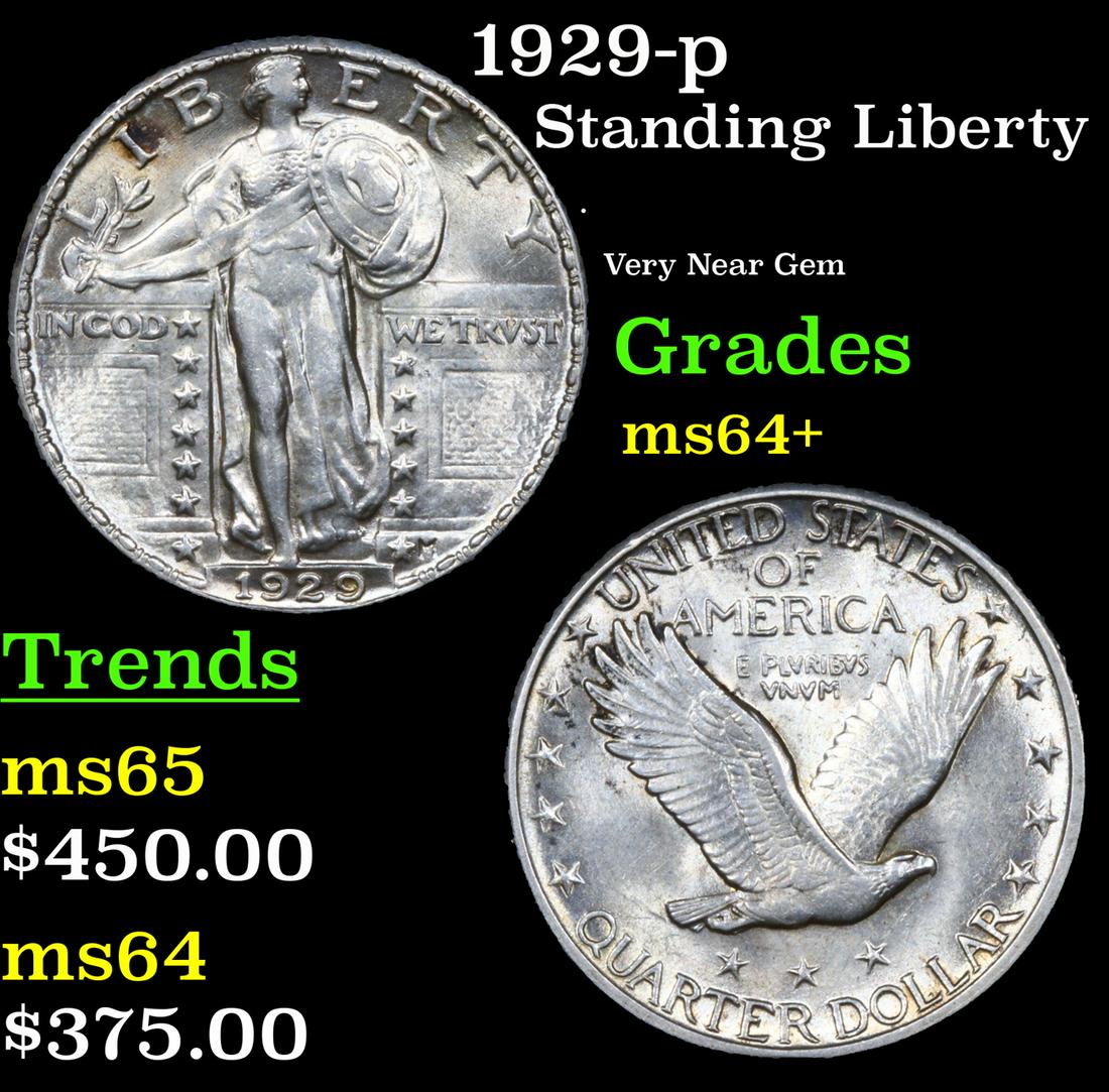 1929-p Standing Liberty Quarter 25c Grades Choice+ Unc (1 of 3)