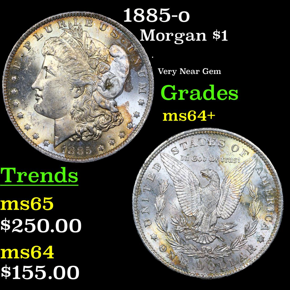 1885-o Morgan Dollar $1 Grades Choice+ Unc (1 of 3)