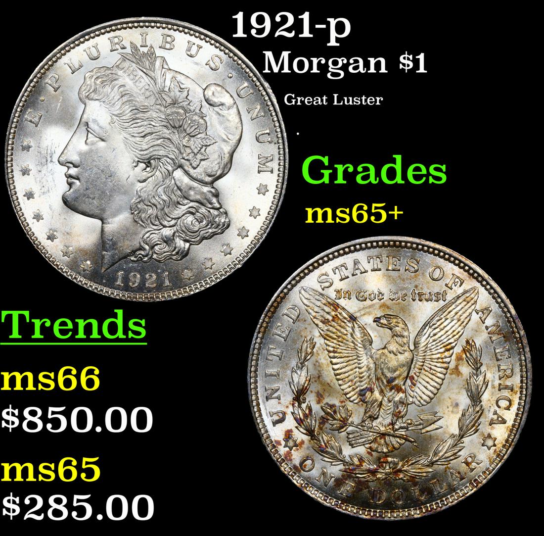 1921-p Morgan Dollar $1 Grades GEM+ Unc (1 of 3)