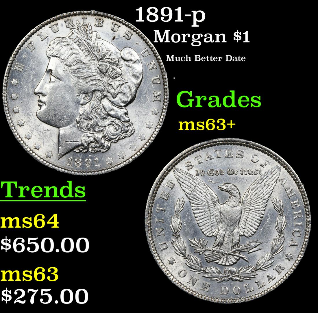 1891-p Morgan Dollar $1 Grades Select+ Unc (1 of 3)