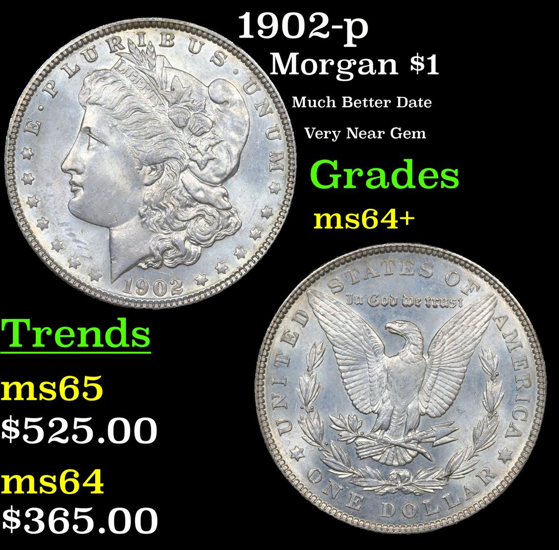 1902-p Morgan Dollar $1 Grades Choice+ Unc (1 of 3)