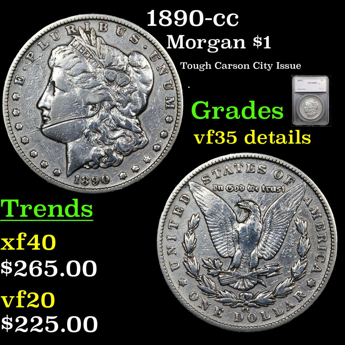 1890-cc Morgan Dollar $1 Graded vf35 details By SEGS (1 of 5)