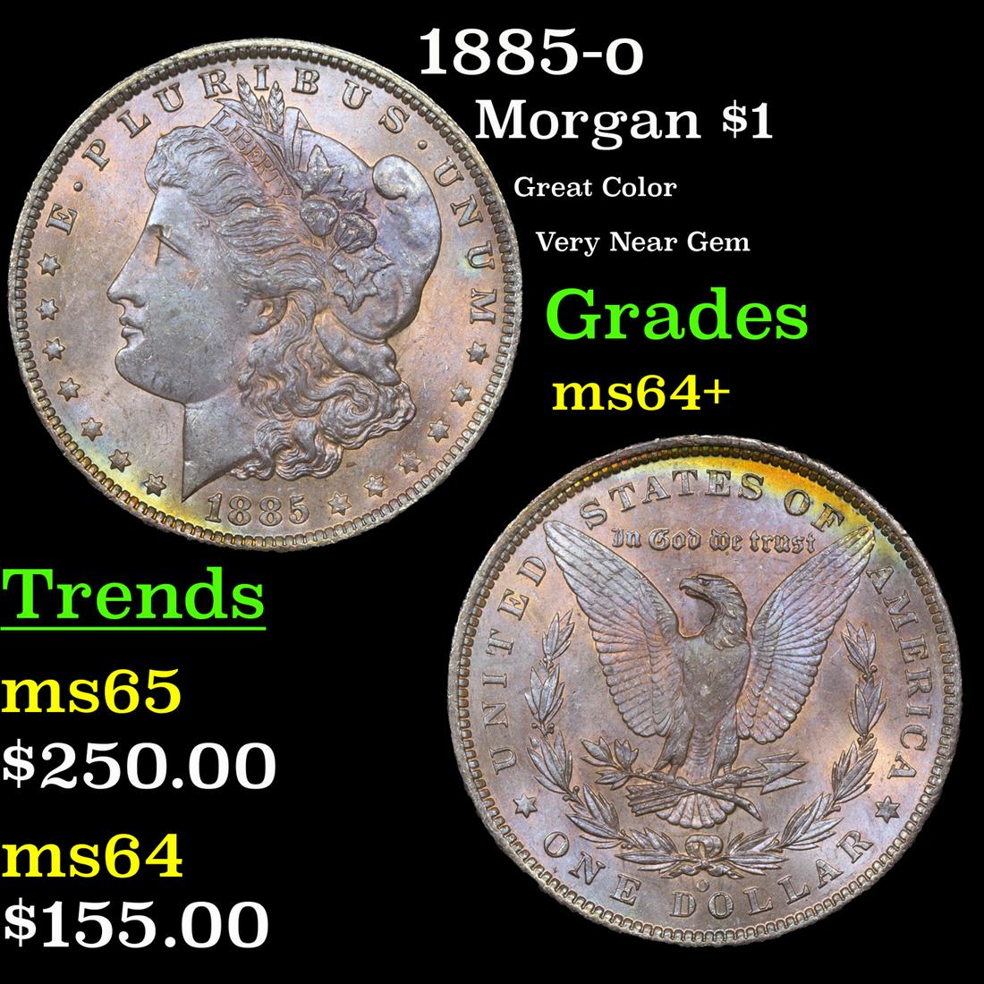 1885-o Morgan Dollar $1 Grades Choice+ Unc (1 of 3)