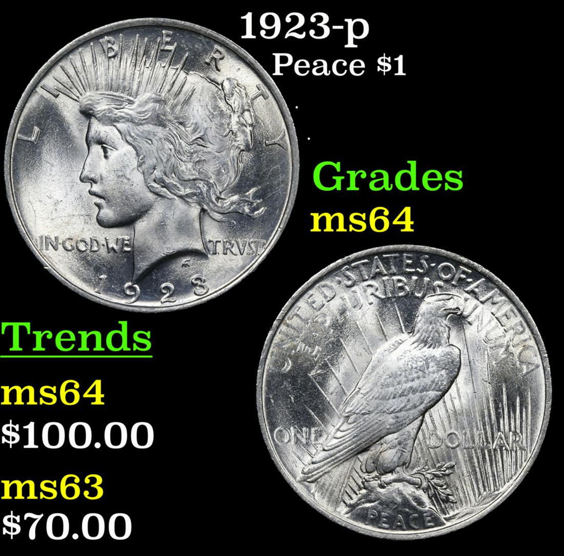1923-p Peace Dollar $1 Grades Choice Unc (1 of 3)