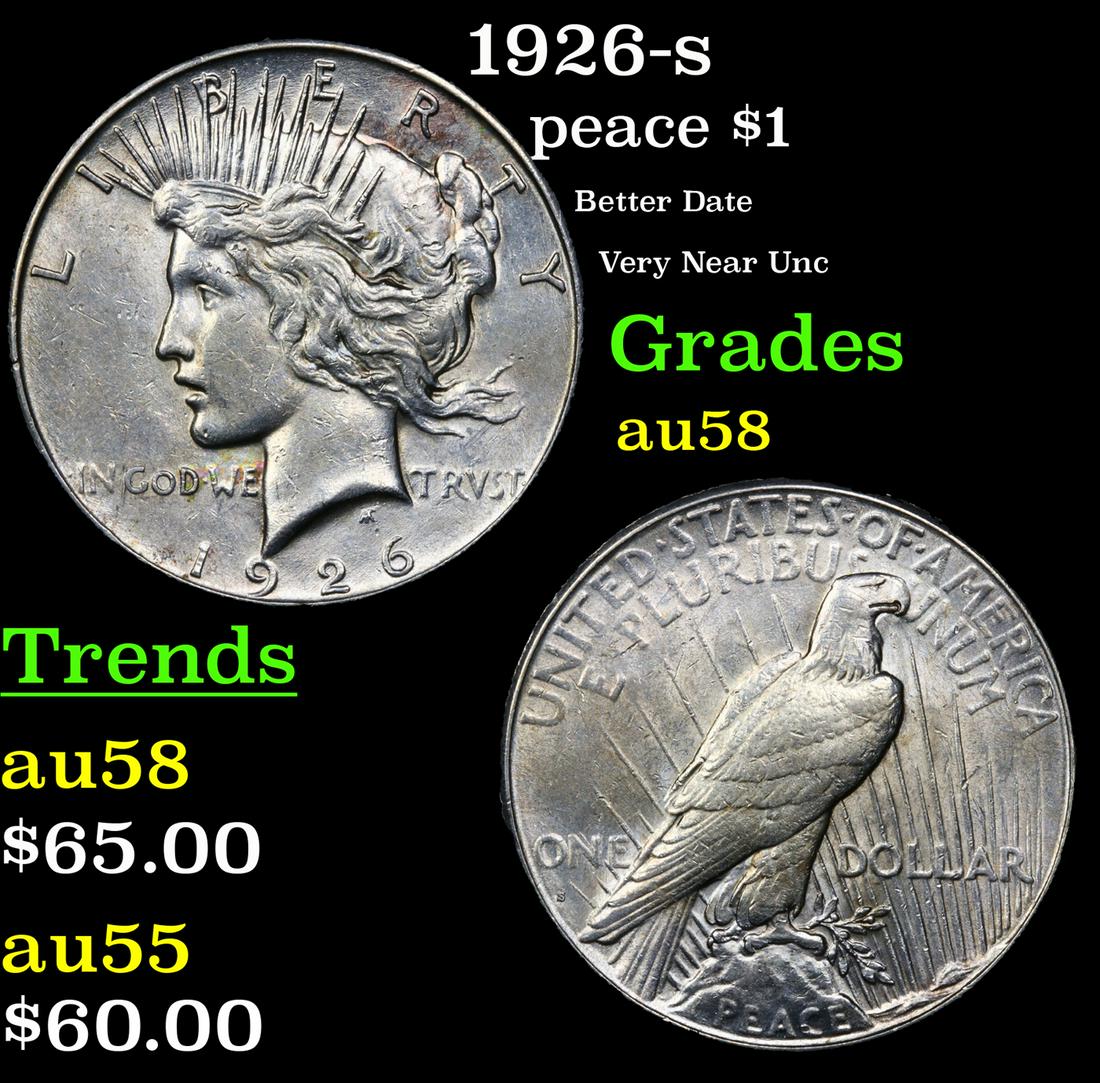 1926-s Peace Dollar $1 Grades Choice AU/BU Slider (1 of 3)