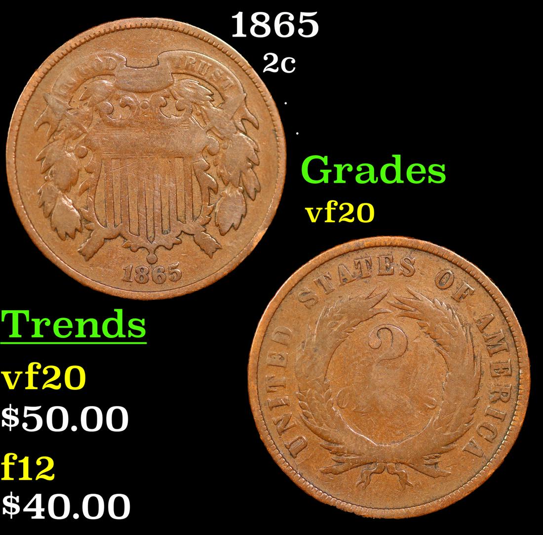 1865 Two Cent Piece 2c Grades vf, very fine (1 of 3)