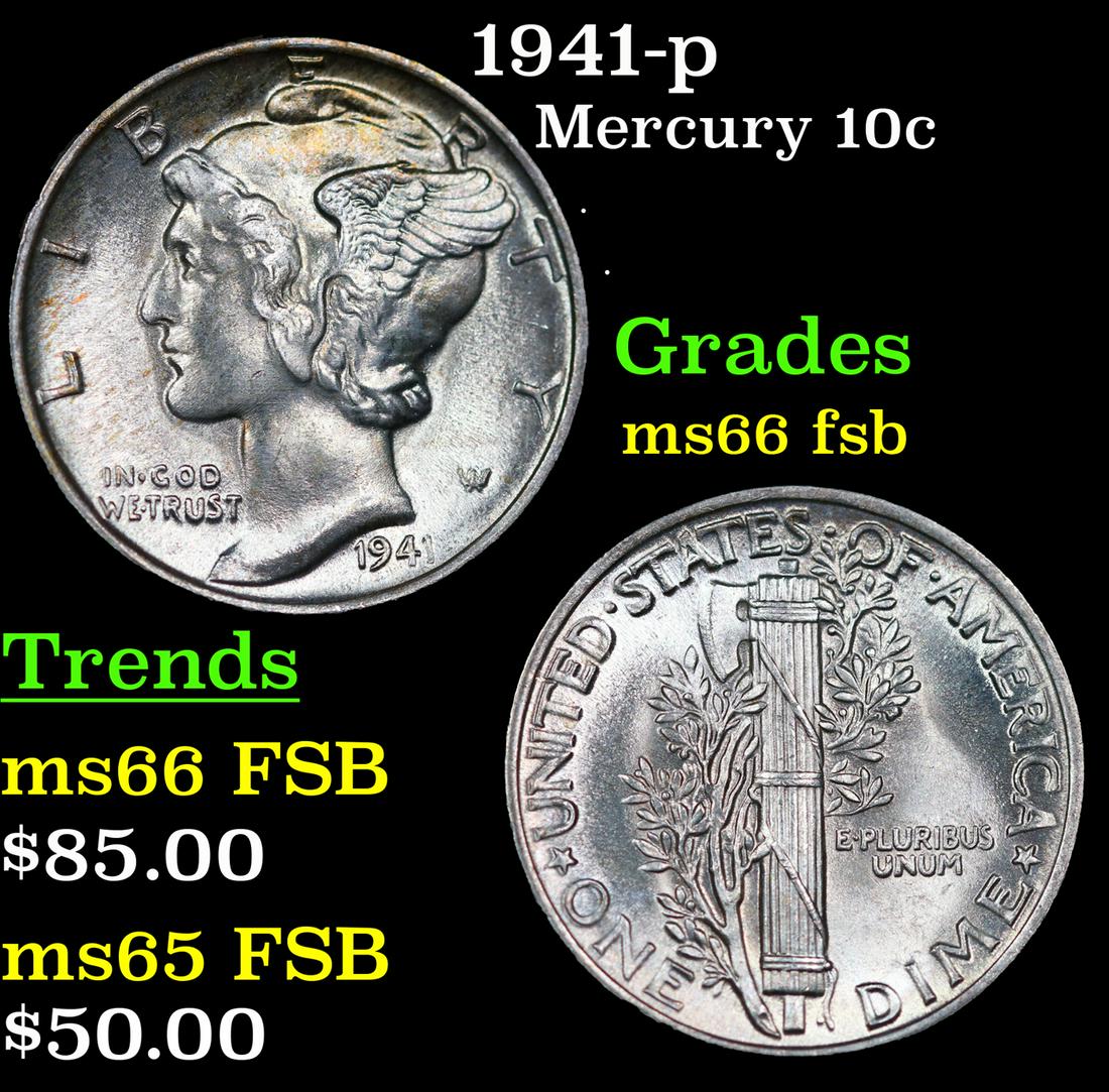 1941-p Mercury Dime 10c Grades GEM+ FSB (1 of 3)