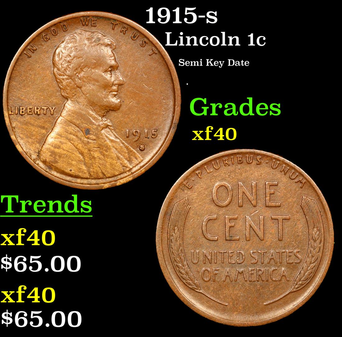 1915-s Lincoln Cent 1c Grades xf (1 of 3)