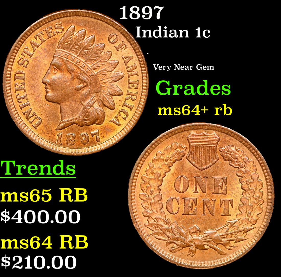 1897 Indian Cent 1c Grades Choice+ Unc RB (1 of 3)