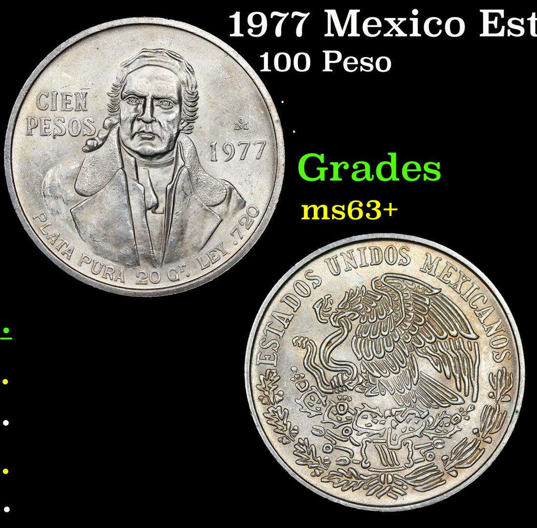 1977 Mexico Estados Unidos Mexicanos 100 Pesos KM-483.2 Grades Select+ Unc (1 of 3)