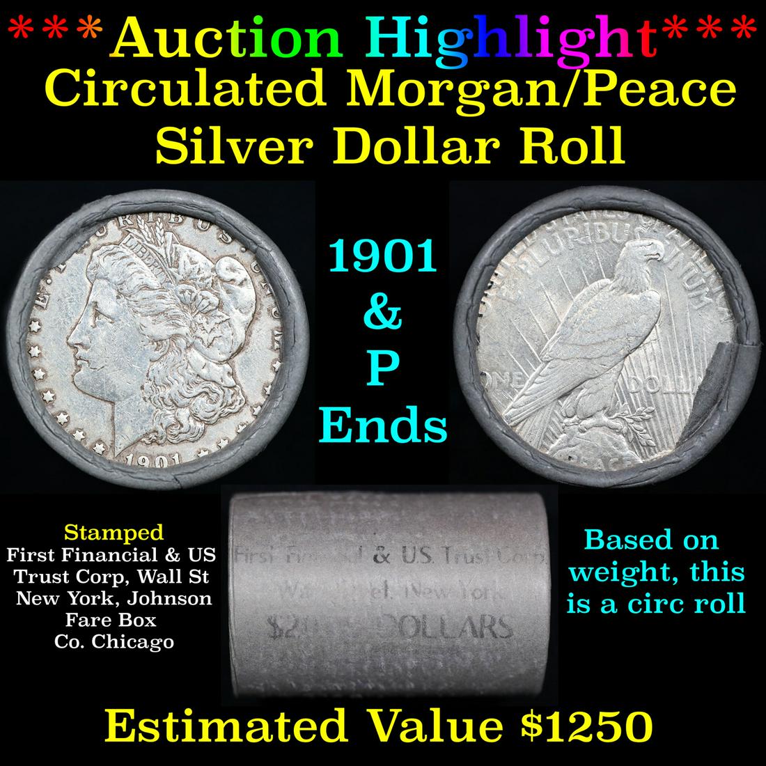 ***Auction Highlight***  First Financial Shotgun 1901 & 'P' Ends Mixed Morgan/Peace Silver dollar (1 of 4)