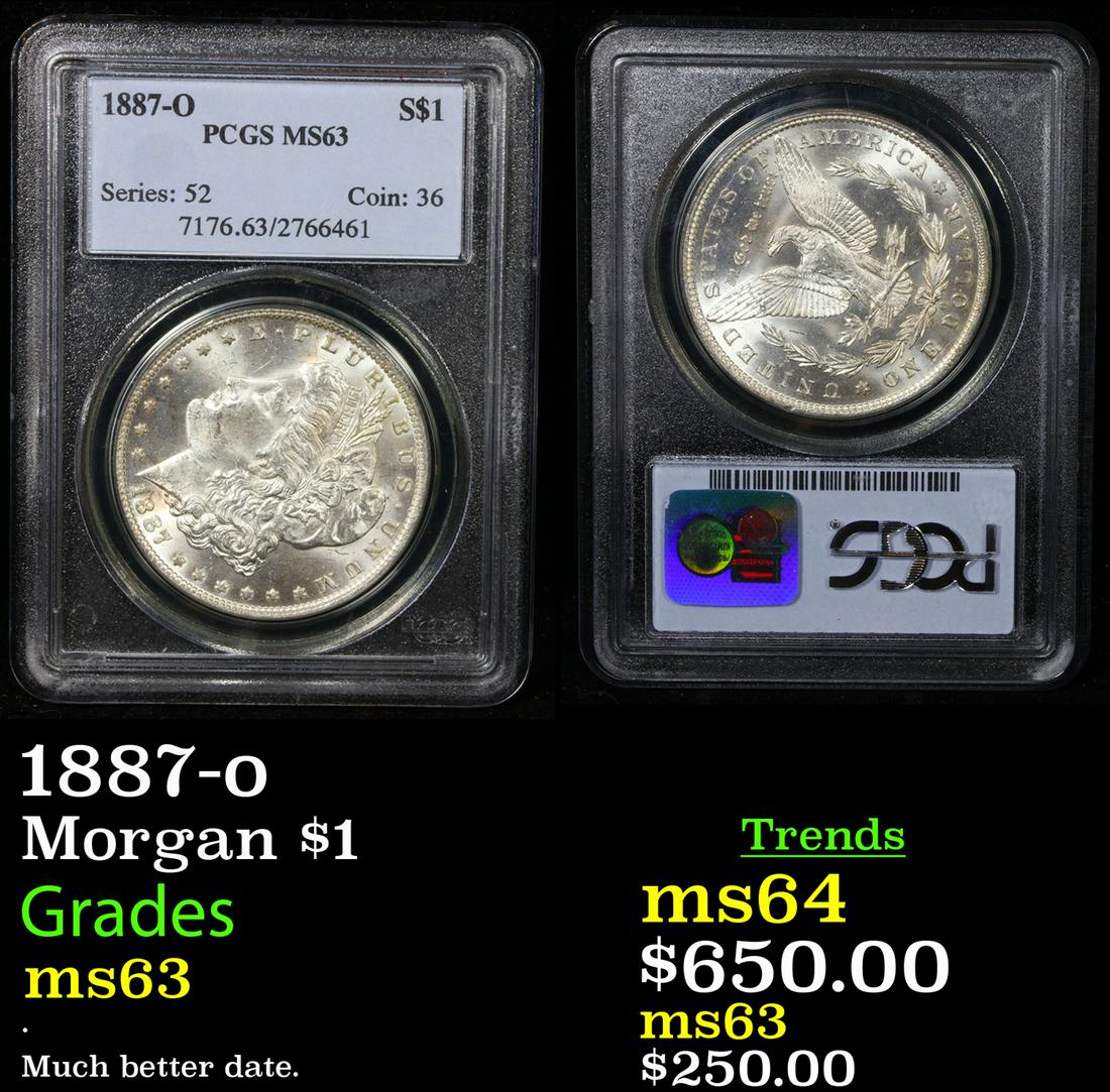 PCGS 1887-o Morgan Dollar $1 Graded ms63 By PCGS (1 of 3)