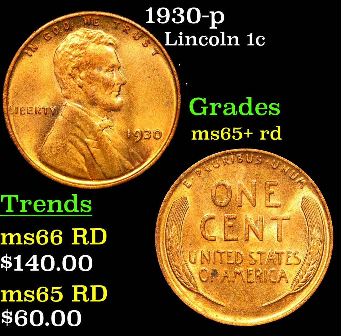 1930-p Lincoln Cent 1c Grades Gem+ Unc RD (1 of 3)