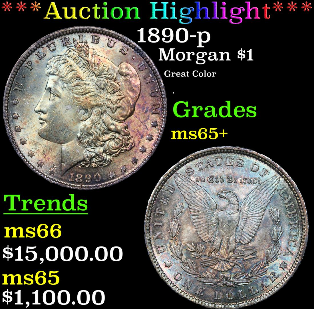***Auction Highlight*** 1890-p Morgan Dollar $1 Graded ms65+ By SEGS (fc) (1 of 5)