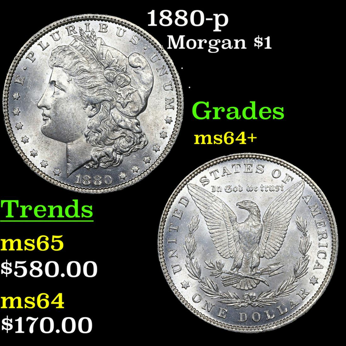 1880-p Morgan Dollar $1 Grades Choice+ Unc (1 of 3)