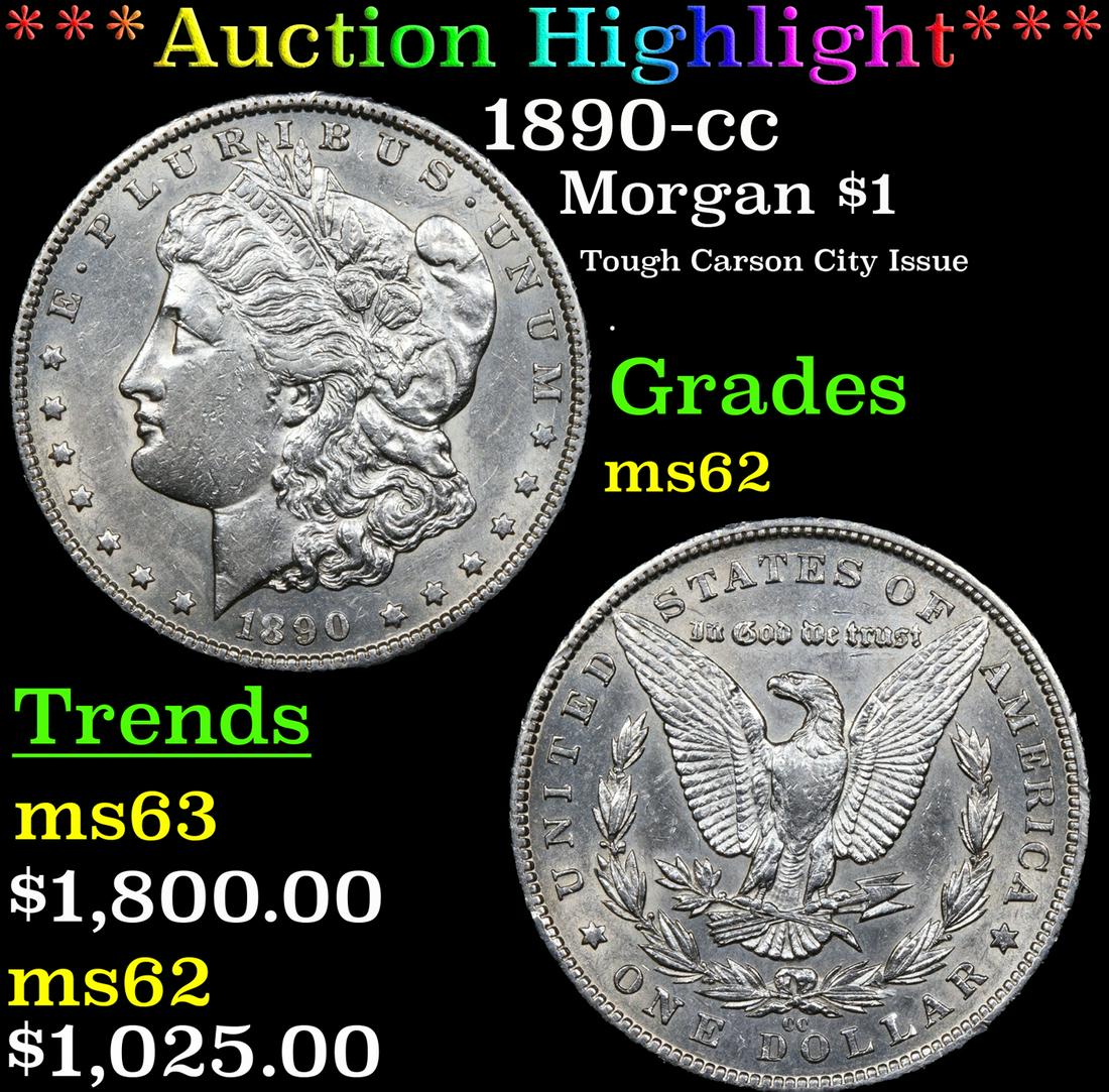 ***Auction Highlight*** 1890-cc Morgan Dollar $1 Graded Select Unc By USCG (fc) (1 of 5)