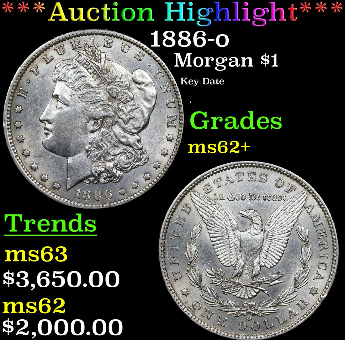 ***Auction Highlight*** 1886-o Morgan Dollar $1 Graded ms62+ By SEGS (fc) (1 of 5)