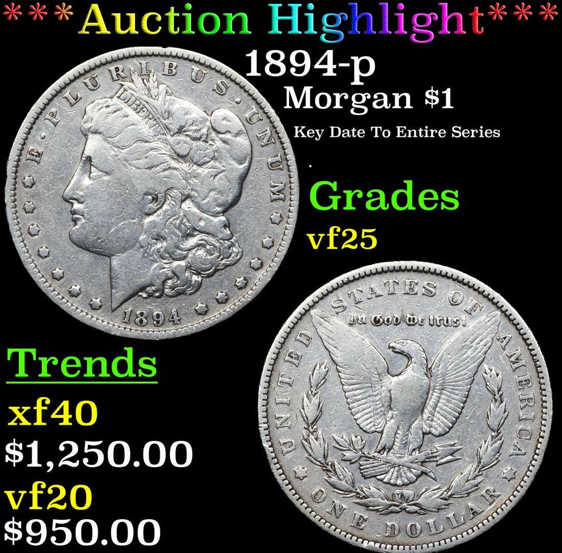 ***Auction Highlight*** 1894-p Morgan Dollar $1 Graded vf25 By SEGS (fc) (1 of 5)