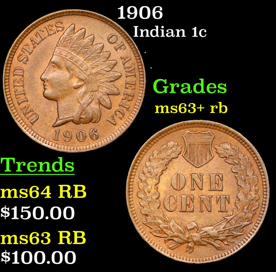 1906 Indian Cent 1c Grades Select+ Unc RB (1 of 3)